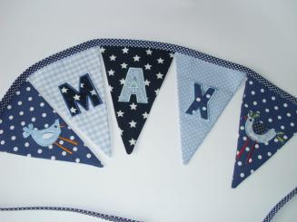 Wimpelkette "Vögel" mit Namen 