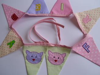 Wimpelkette "Katze" mit Namen 