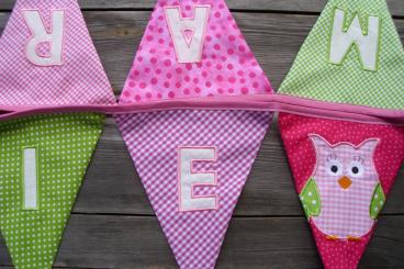 Wimpelkette "Eule" mit Namen 